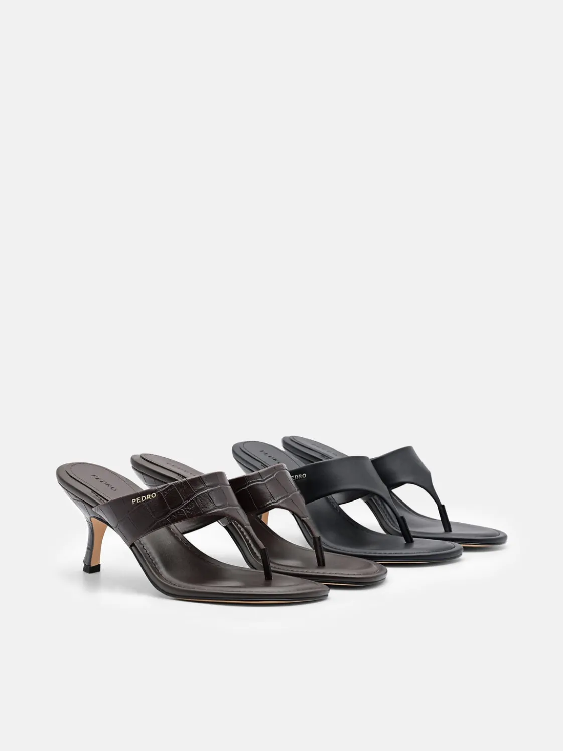 Thong Heel Sandals - Black