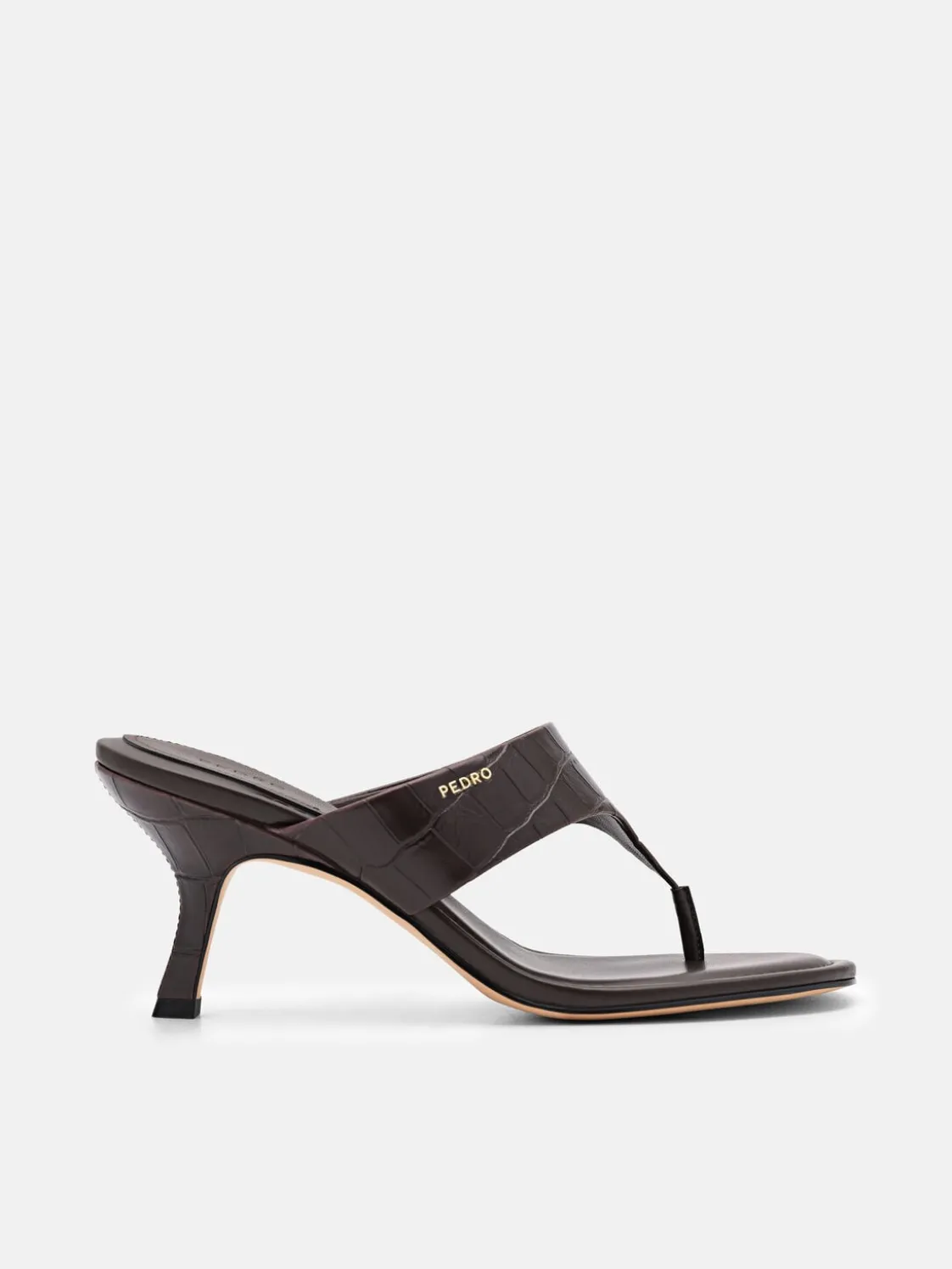 Thong Heel Sandals - Dark Brown