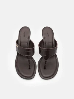 Thong Heel Sandals - Dark Brown