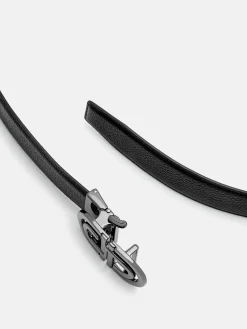 Tumbled Leather Automatic Belt - Black