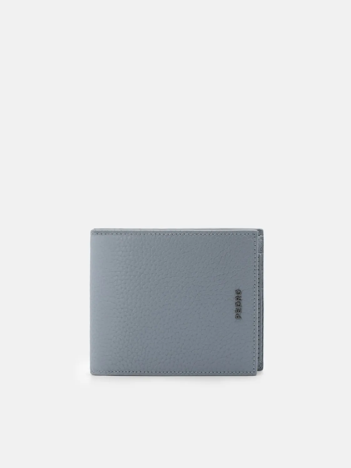Tumbled Leather Bi-Fold Wallet with Insert - Slate Blue Tumble