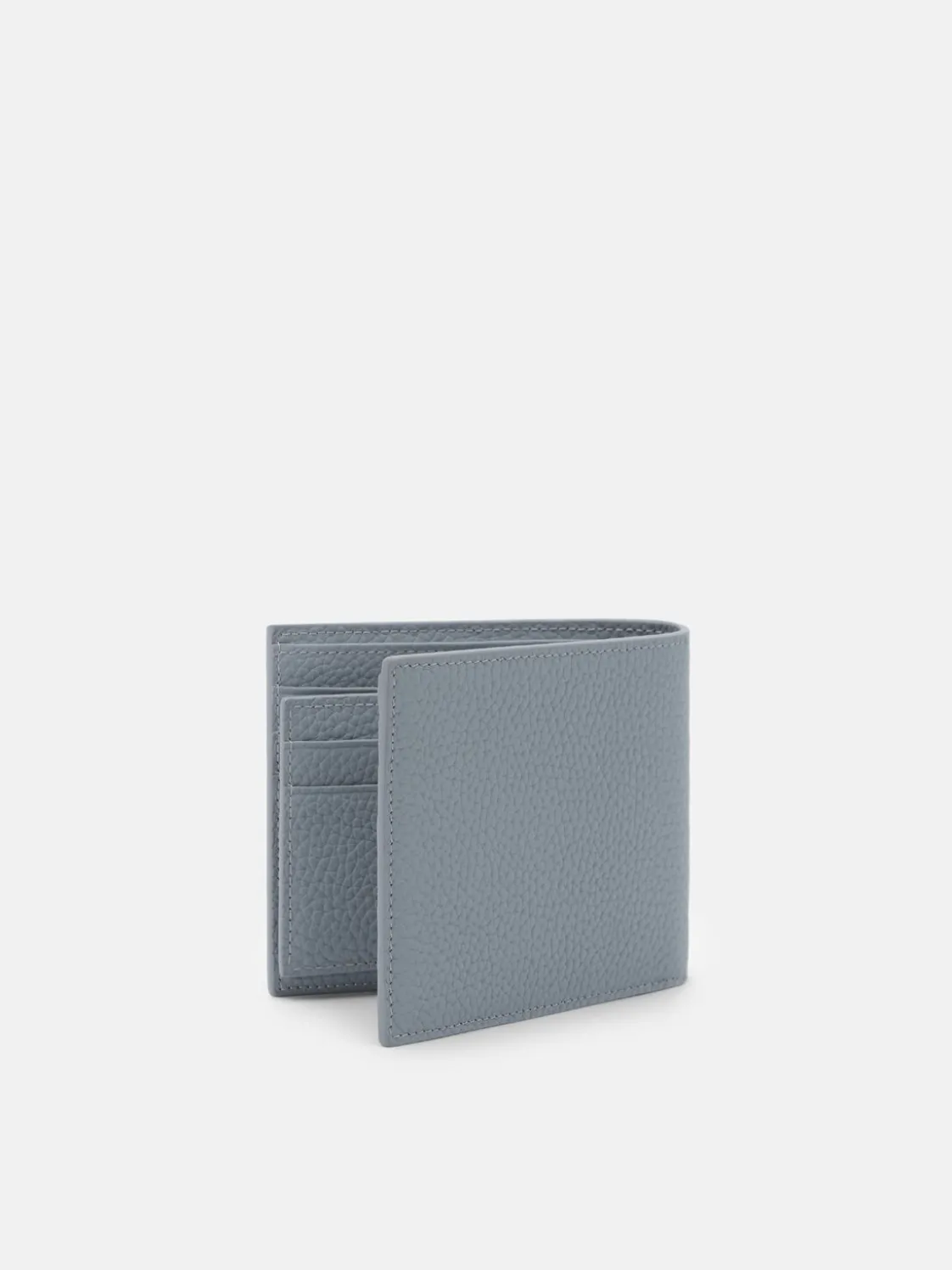Tumbled Leather Bi-Fold Wallet with Insert - Slate Blue Tumble