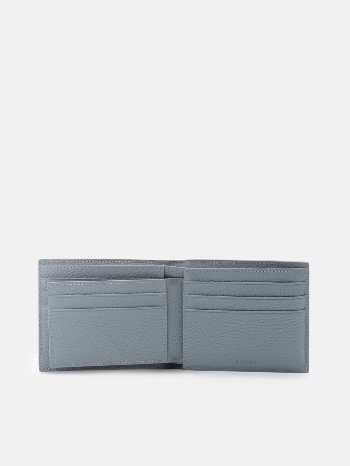 Tumbled Leather Bi-Fold Wallet with Insert - Slate Blue Tumble