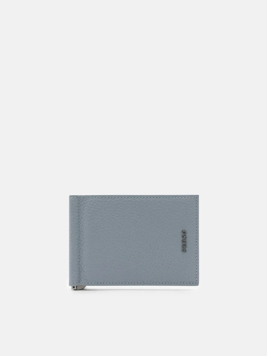 Tumbled Leather Card Holder with Money Clip - Slate Blue Tumble