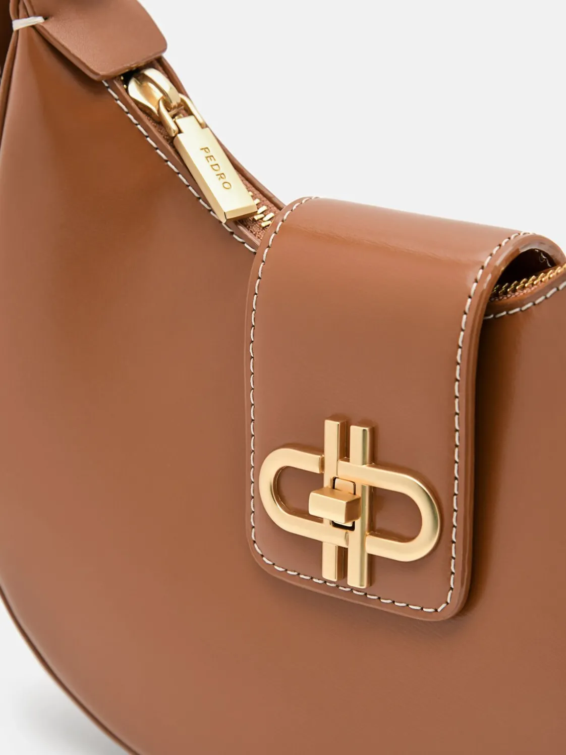 Turn-Lock Shoulder Bag - Cognac