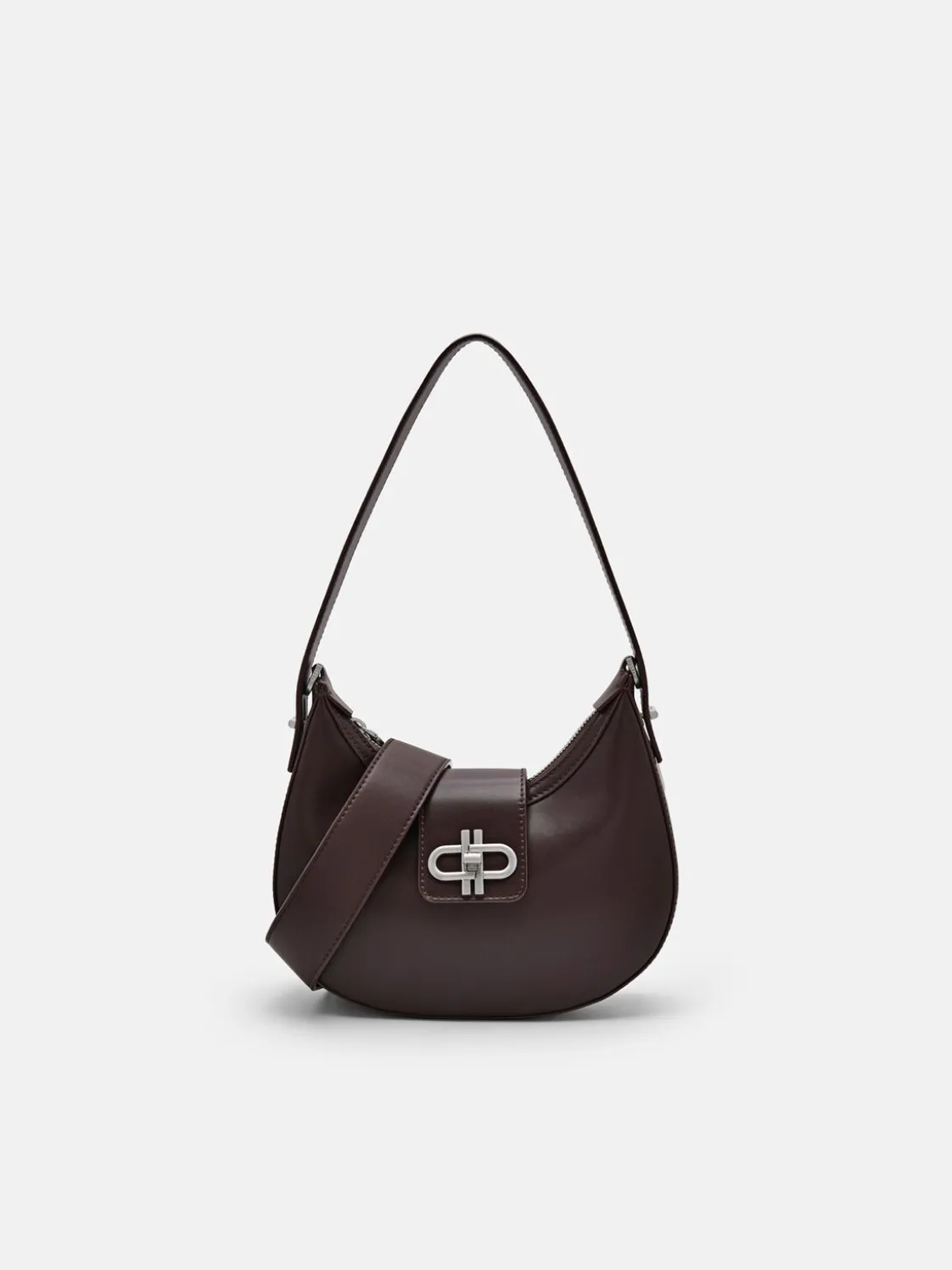 Turn-Lock Shoulder Bag - Dark Brown