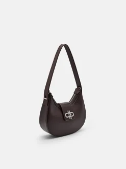 Turn-Lock Shoulder Bag - Dark Brown