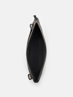 Two-Way Leather Clutch Bag - Taupe