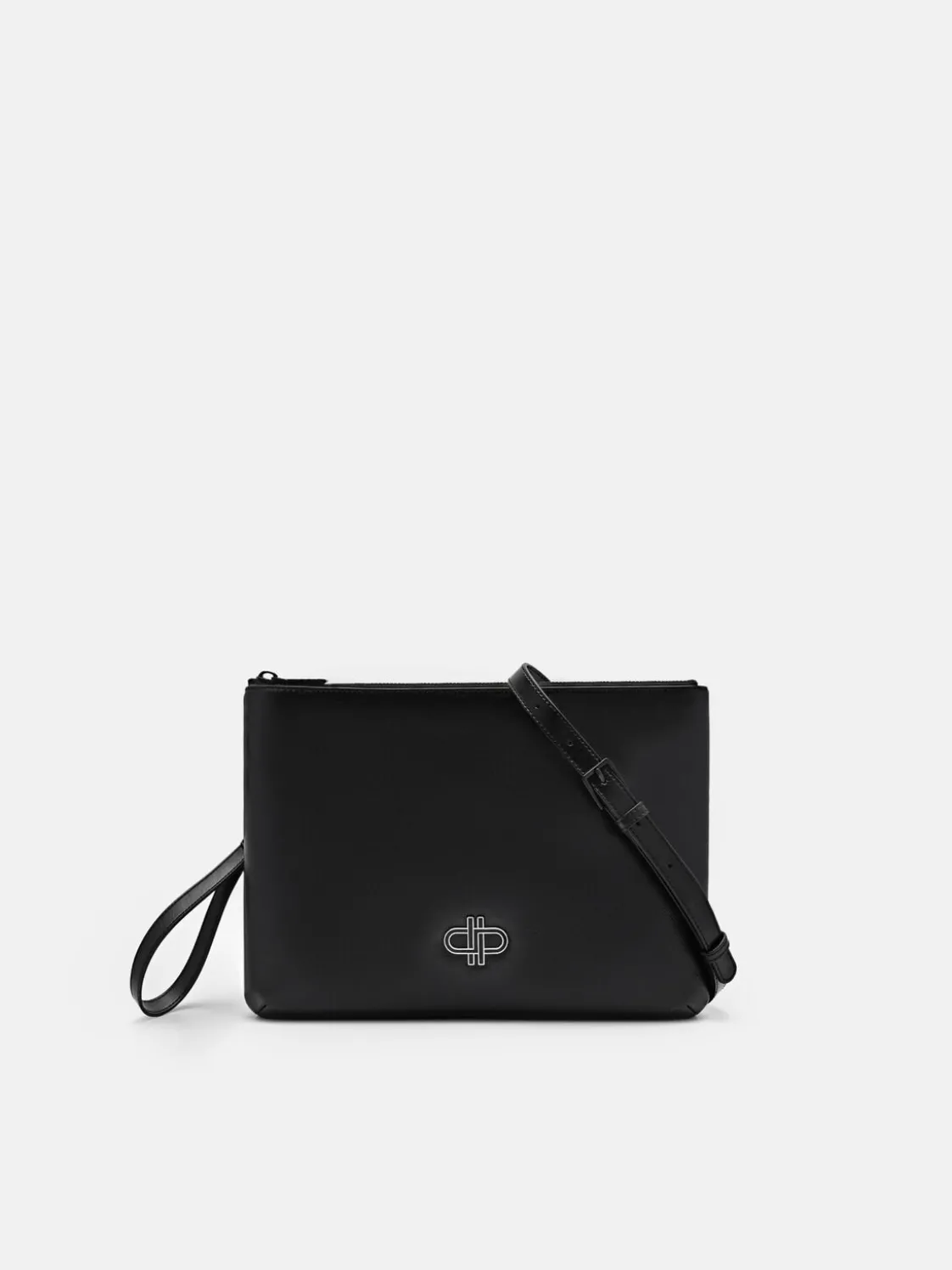 Two-Way Leather Clutch Bag - Black