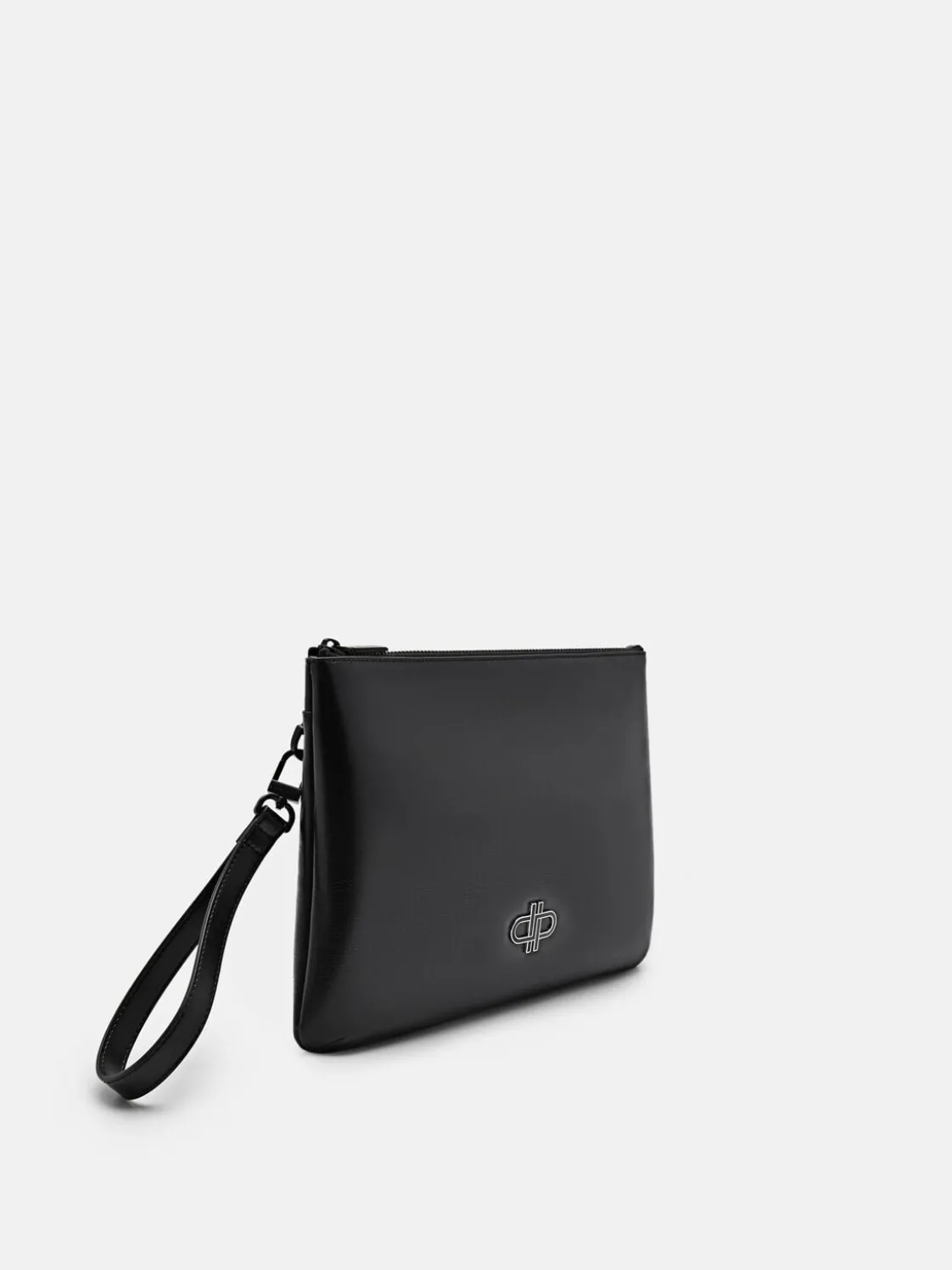Two-Way Leather Clutch Bag - Black
