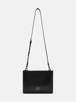 Two-Way Leather Clutch Bag - Black
