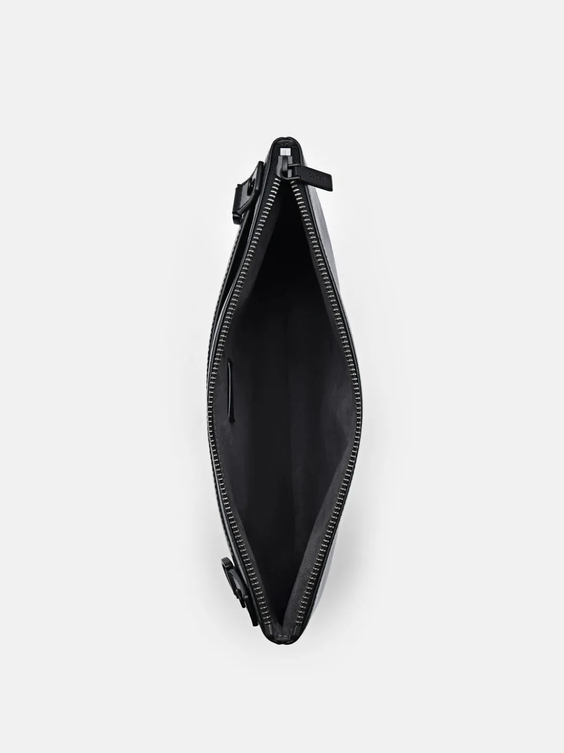Two-Way Leather Clutch Bag - Black