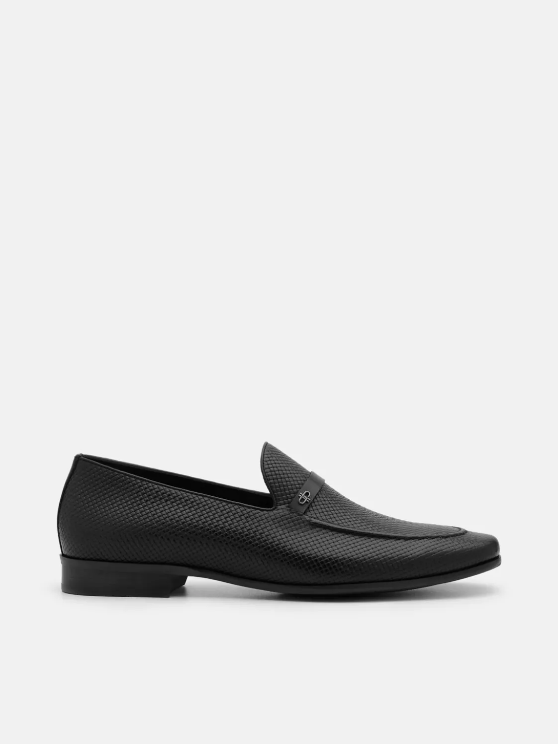 Woven Leather Loafers - Black Embossed