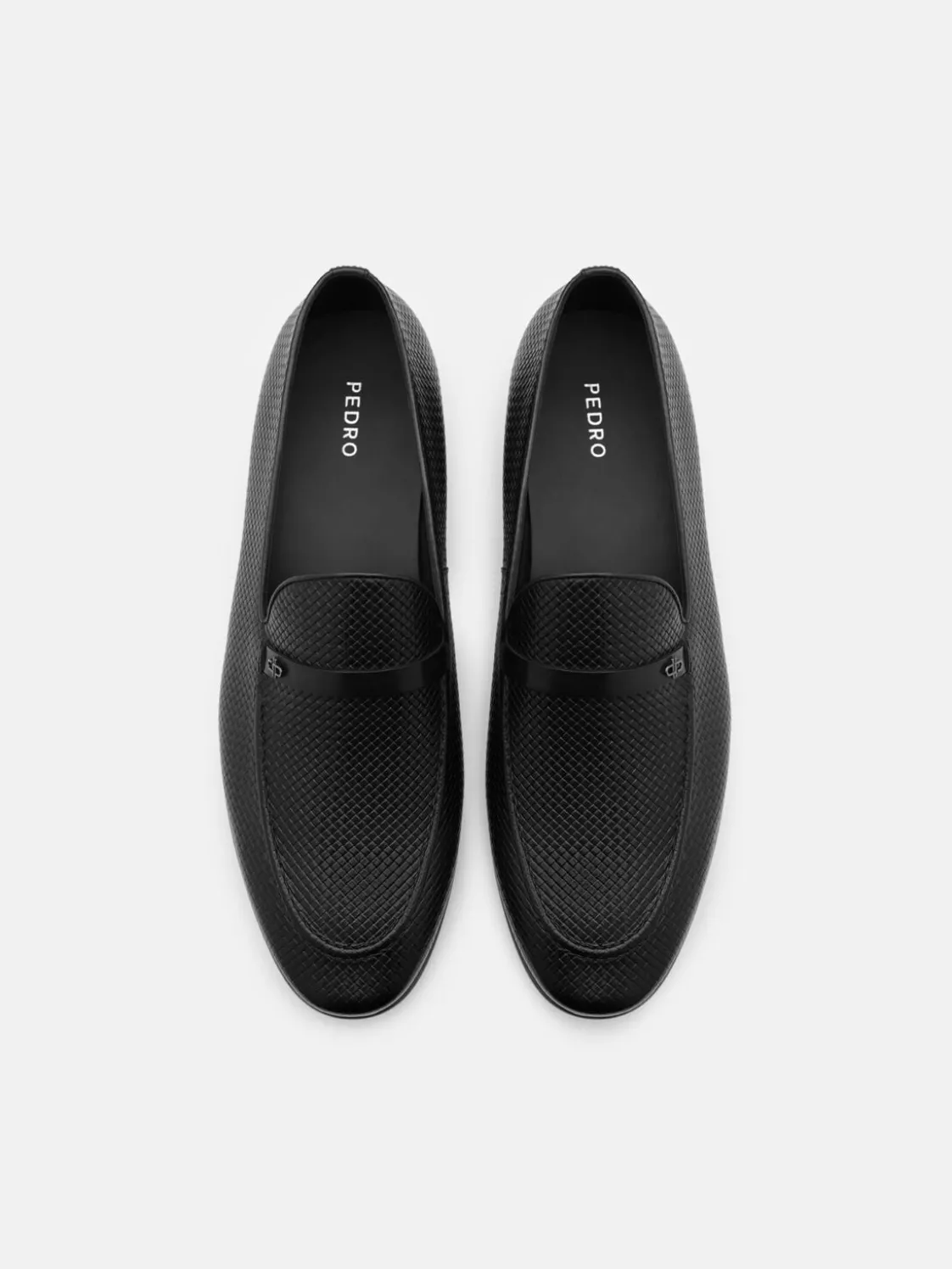 Woven Leather Loafers - Black Embossed