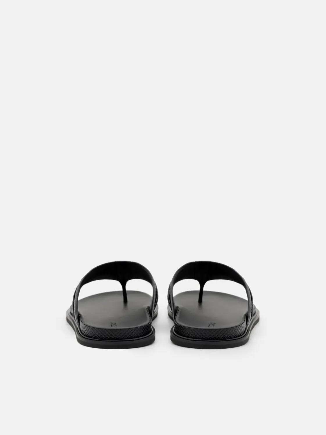 Woven Thong Sandals - Black Embossed