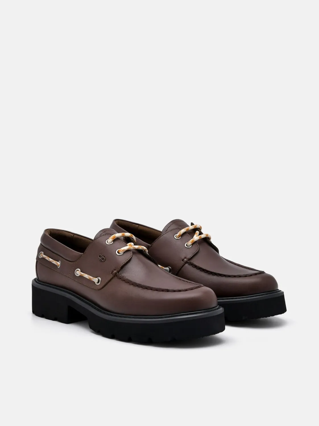 Zoya Leather Boat Shoes - Dark Brown