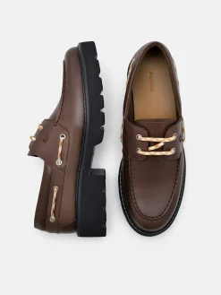Zoya Leather Boat Shoes - Dark Brown