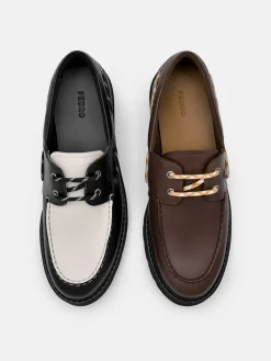Zoya Leather Boat Shoes - Dark Brown
